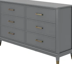 Dorel Home Kommode »Westerleigh« mit 6 Schubladen, MDF, Beine aus Massivholz, Höhe 85 cm, Breite 145 cm