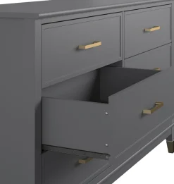 Dorel Home Kommode »Westerleigh« mit 6 Schubladen, MDF, Beine aus Massivholz, Höhe 85 cm, Breite 145 cm