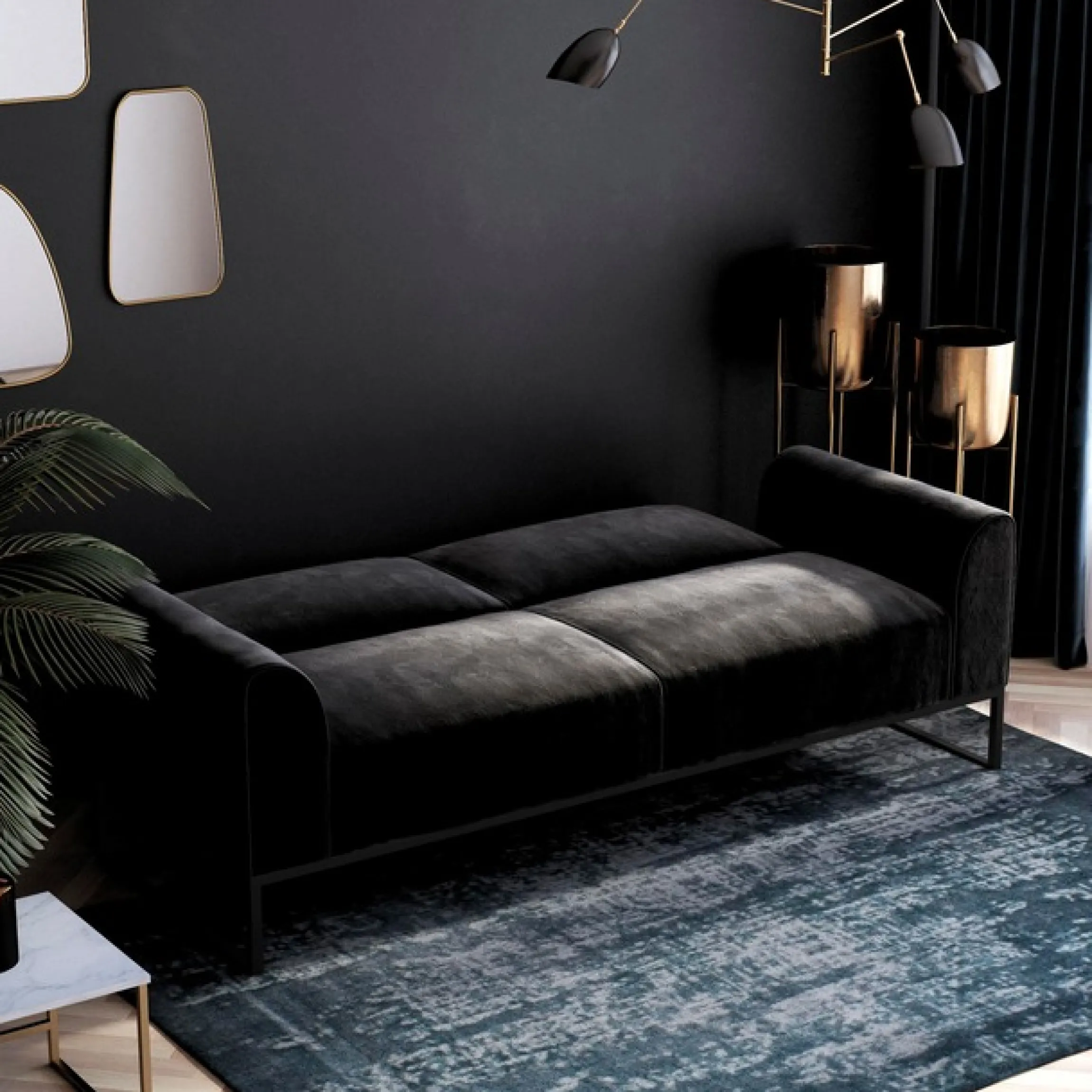 Dorel Home Schlafsofa »Adley« Veloursstoff, Schlaffunktion, Rückenlehne 2-teilig, Sitzhöhe 47,5 cm