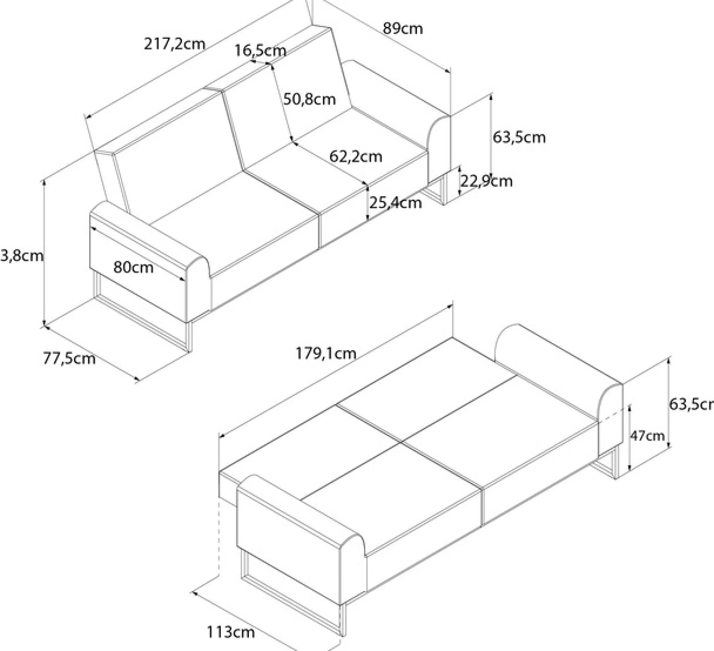 Dorel Home Schlafsofa »Adley« Veloursstoff, Schlaffunktion, Rückenlehne 2-teilig, Sitzhöhe 47,5 cm