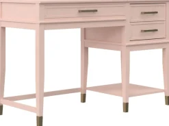 Dorel Home Schreibtisch »Westerleigh« 1 Stk. tlg. höhenverstellbar, mit 2 Schublade, Beine Massivholz, Griffe aus Metall