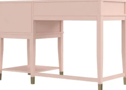 Dorel Home Schreibtisch »Westerleigh« 1 Stk. tlg. höhenverstellbar, mit 2 Schublade, Beine Massivholz, Griffe aus Metall