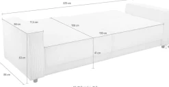 Dorel Home 3-Sitzer »Allie II Schlafsofa 225 cm« Bett-Funktion (108/190cm), Rückenlehne 2-teilig, mit Steppung