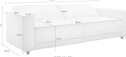 Dorel Home 3-Sitzer »ALLIE Schlafsofa 225 cm« Bett-Funktion (108/190cm), trendiger Cord o. pflegeleichter Velours