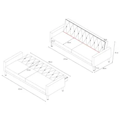 Dorel Home 3-Sitzer »Avon« Schlafsofa 213cm, Bettfunktion (110/190cm), trendiger Cord o. Webstoff
