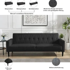 Dorel Home 3-Sitzer »Avon« Schlafsofa 213cm, Bettfunktion (110/190cm), trendiger Cord o. Webstoff