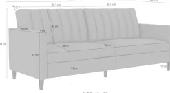 Dorel Home 3-Sitzer »Celine« Rückenlehne 2-teilig und 3-fach verstellbar, Sitzhöhe 43 cm