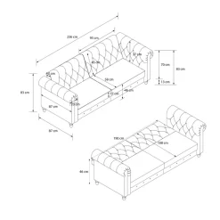 Dorel Home 3-Sitzer »Felix II, Schlafsofa 236cm, (Liegefläche 108x190cm), Rückenlehne« 3-fach verstellbar, Sitzhöhe 46 cm, Cord