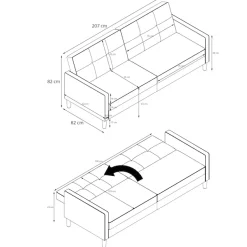 Dorel Home 3-Sitzer »Lilly« Bett-Funktion, Rückenlehne 3-fach verstellbar, Sitzhöhe 43 cm