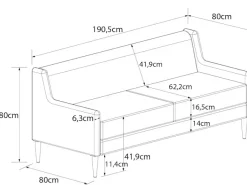 Dorel Home 3-Sitzer »Virginia« Webstoff, Sitz und Rücken gepolstert, Beine aus Stahl, Sitzhöhe 42,5cm