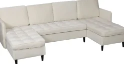 Dorel Home Wohnlandschaft »LINDHUS, Chenille, Modulsofa, verschiedene Stellvarianten« Breite als U-Form (254cm) mit Verbindern fixierbar, Recamiere,Stauraum