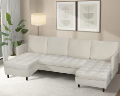 Dorel Home Wohnlandschaft »LINDHUS, Chenille, Modulsofa, verschiedene Stellvarianten« Breite als U-Form (254cm) mit Verbindern fixierbar, Recamiere,Stauraum