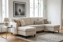 Dorel Home Wohnlandschaft »LINDHUS, Chenille, Modulsofa, verschiedene Stellvarianten« Breite als U-Form (254cm) mit Verbindern fixierbar, Recamiere,Stauraum