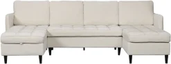 Dorel Home Wohnlandschaft »LINDHUS, Chenille, Modulsofa, verschiedene Stellvarianten« Breite als U-Form (254cm) mit Verbindern fixierbar, Recamiere,Stauraum