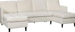 Dorel Home Wohnlandschaft »LINDHUS, Chenille, Modulsofa, verschiedene Stellvarianten« Breite als U-Form (254cm) mit Verbindern fixierbar, Recamiere,Stauraum