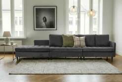 Dorel Home Wohnlandschaft »LINDHUS, Cord, Modulsofa, verschiedene Stellvarianten« Breite als U-Form (254cm) mit Verbindern fixierbar, Recamiere,Stauraum