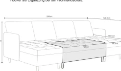 Dorel Home Wohnlandschaft »LINDHUS, Cord, Modulsofa, verschiedene Stellvarianten« Breite als U-Form (254cm) mit Verbindern fixierbar, Recamiere,Stauraum