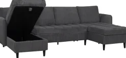 Dorel Home Wohnlandschaft »LINDHUS, Cord, Modulsofa, verschiedene Stellvarianten« Breite als U-Form (254cm) mit Verbindern fixierbar, Recamiere,Stauraum