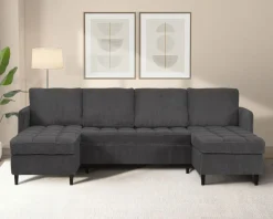Dorel Home Wohnlandschaft »LINDHUS, Cord, Modulsofa, verschiedene Stellvarianten« Breite als U-Form (254cm) mit Verbindern fixierbar, Recamiere,Stauraum