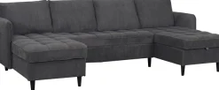 Dorel Home Wohnlandschaft »LINDHUS, Cord, Modulsofa, verschiedene Stellvarianten« Breite als U-Form (254cm) mit Verbindern fixierbar, Recamiere,Stauraum