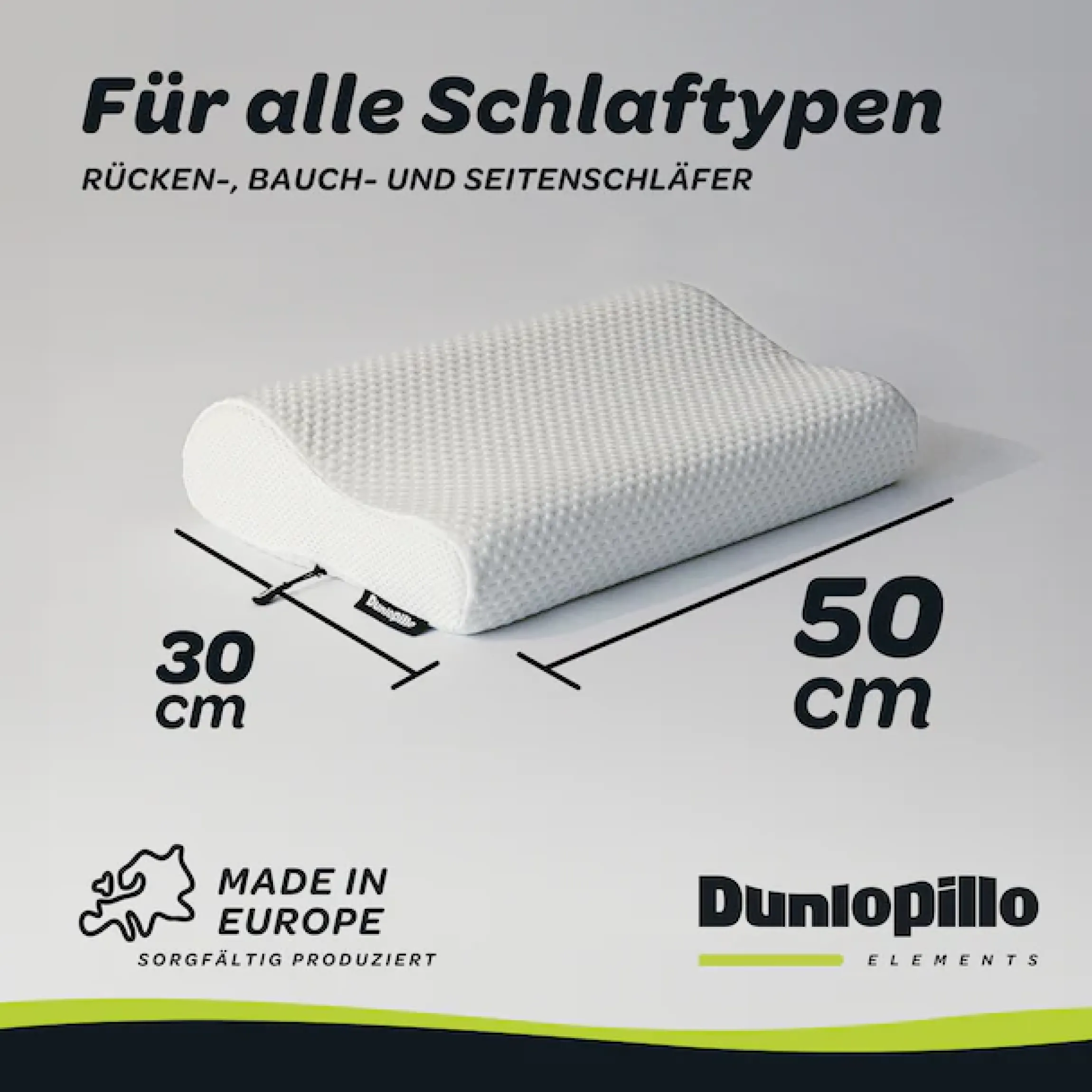 Dunlopillo Nackenstützkissen »Home, Nackenstützkissen aus Viskoschaum 30x50 cm« Füllung: 100% Polyurethan 1 Stk. tlg. entlastet die Wirbelsäule, allergikergeeignet (Hausstauballergiker)