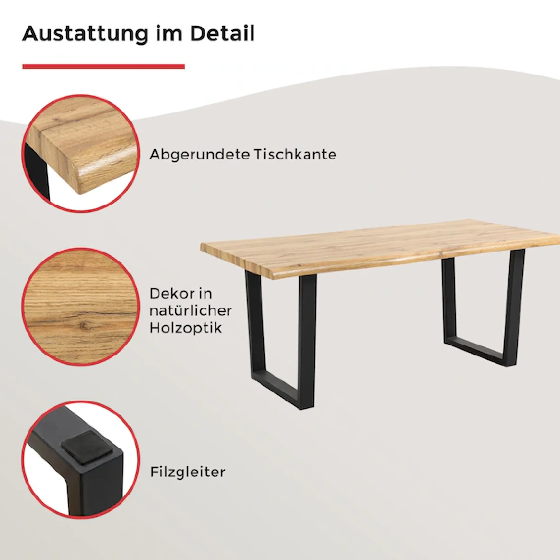 Duo Collection Baumkantentisch »Tisch Thea« Massives Kufengestell aus Metall, Belastbarkeit bis 100 kg