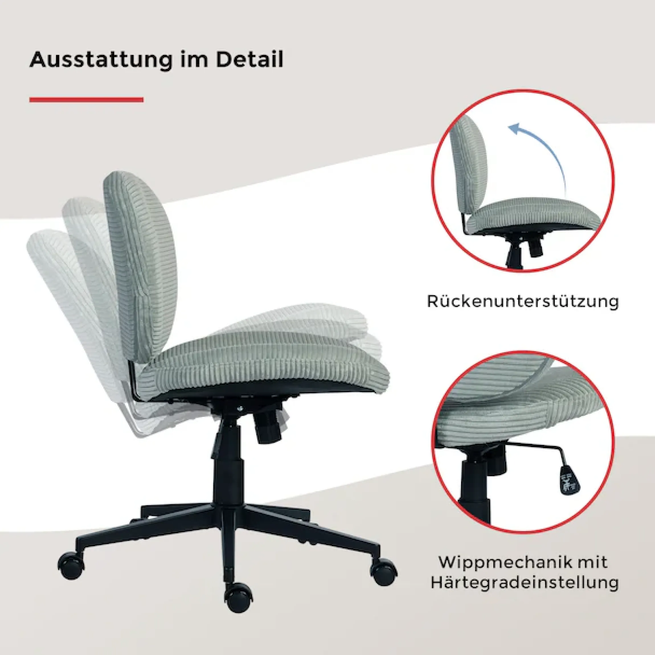 Duo Collection Drehstuhl »Tilo« () 1 Stk.Sitzhöhenverstellung, Wippmechanik, Sicherheitsdoppelrollen