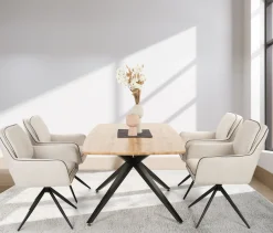 Duo Collection Essgruppe »Emira und Esra« Set, Besteht aus einem Tisch und 4 Stühlen, 5 Stk. tlg. massives Metallgestell, Stühle drehbar