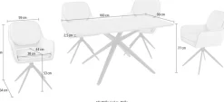 Duo Collection Essgruppe »Emira und Esra« Set, Besteht aus einem Tisch und 4 Stühlen, 5 Stk. tlg. massives Metallgestell, Stühle drehbar