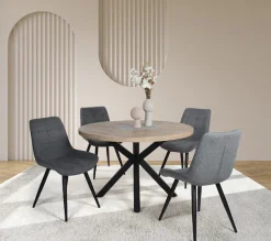 Duo Collection Essgruppe »Esszimmergruppe Damira & Iris« Set, 5-tlg., 5 Stk. tlg. Ø 120 cm, massives Metallgestell, bis 100 kg belastbar