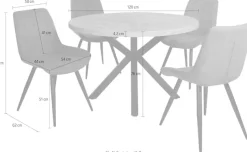 Duo Collection Essgruppe »Esszimmergruppe Damira & Iris« Set, 5-tlg., 5 Stk. tlg. Ø 120 cm, massives Metallgestell, bis 100 kg belastbar