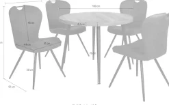 Duo Collection Essgruppe »Esszimmergruppe Marla & Zoe« Set, 5-tlg., 5 Stk. tlg. Ø 100 cm, massives Metallgestell, bis 100 kg belastbar