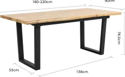 Duo Collection Esstisch »Ausziehtisch« 1 Stk. tlg. 1,80m - 2,20m, Baumkantenoptik, massives Kufengestell