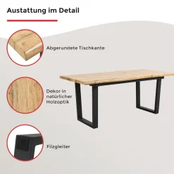 Duo Collection Esstisch »Ausziehtisch« 1 Stk. tlg. 1,80m - 2,20m, Baumkantenoptik, massives Kufengestell