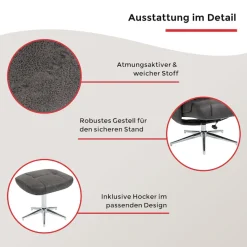Duo Collection TV-Sessel »Burnaby« mit Hocker und Relaxfunktion, 360 Grad drehbar