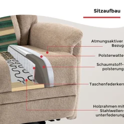 Duo Collection TV-Sessel »Gandia XXL« 150 kg belastbar, Stahlwellenunterfederung