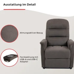 Duo Collection TV-Sessel »Whitehorse XXL bis 150 kg belastbar, mit elektrischer Aufstehhilfe« Relaxfunktion und Taschenfederkern mit Stahlwellenunterfederung
