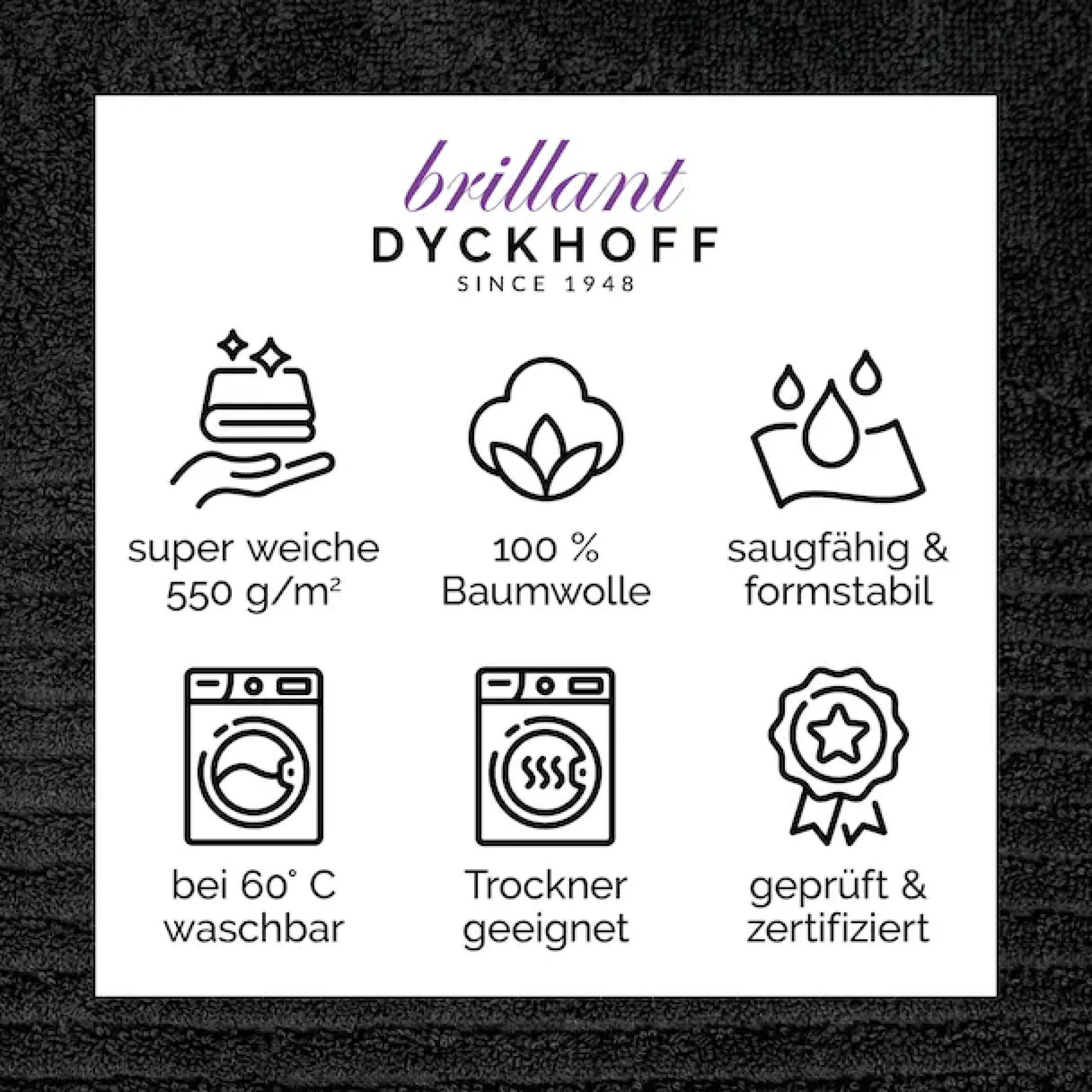 Dyckhoff Duschtuch »Duschtuch BRILLANT, Baumwolle, 70x140 cm, 550 g/m²« Baumwolle