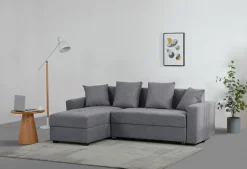 Ecksofa »KILLAM, 217 cm, L-Form, mit Schlaffunktion u. Bettkasten« Recamiere rechts / links montierbar, in Cord und Webstoff
