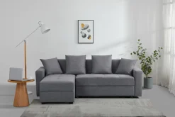 Ecksofa »KILLAM, 217 cm, L-Form, mit Schlaffunktion u. Bettkasten« Recamiere rechts / links montierbar, in Cord und Webstoff