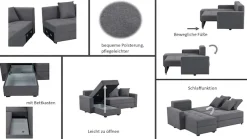 Ecksofa »KILLAM, 217 cm, L-Form, mit Schlaffunktion u. Bettkasten« Recamiere rechts / links montierbar, in Cord und Webstoff
