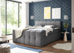 ED EXCITING DESIGN Boxspringbett »Tolfa mit Komforteinstiegshöhe von 73cm« erhältlich in 180x200cm, inkl. Bettkasten und 7cm Visco-Topper