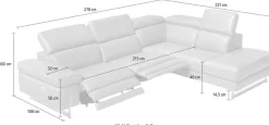 Egoitaliano Ecksofa »Candice, elegant, edel und bequem, erstklassiger Sitzkomfort, L-Form« inkl. 2 elektrischer Relaxfunktionen, Bedienung über Taste an Armlehne