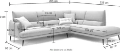 Egoitaliano Ecksofa »FUNNY, hochwertiges & aktuelles Design, bequeme Rückenlehne, L-Form« toller Sitzkomfort, hochwertiger Strukturmix-Bezug, Breite 265cm