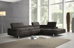 Egoitaliano Ecksofa »Malika, elegant und bequem, Designsofa, L-Form« mit Ottomane, inkl. Kopfteilverstellung und chromfarbenen Metallfüßen
