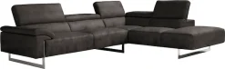 Egoitaliano Ecksofa »Malika, elegant und bequem, Designsofa, L-Form« mit Ottomane, inkl. Kopfteilverstellung und chromfarbenen Metallfüßen