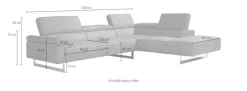 Egoitaliano Ecksofa »Malika, elegant und bequem, Designsofa, L-Form« mit Ottomane, inkl. Kopfteilverstellung und chromfarbenen Metallfüßen