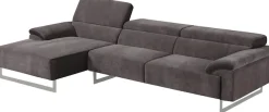 Egoitaliano Ecksofa »Malika, edel und bequem, Designsofa mit hochwertigen Bezügen, L-Form« mit Recamiere, inkl. Kopfteilverstellung und chromfarbenen Metallfüßen