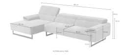 Egoitaliano Ecksofa »Malika, edel und bequem, Designsofa mit hochwertigen Bezügen, L-Form« mit Recamiere, inkl. Kopfteilverstellung und chromfarbenen Metallfüßen