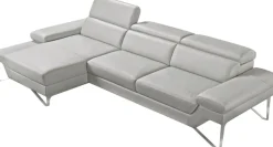 Egoitaliano Ecksofa »Princess, elegantes Designsofa mit erstklassigem Sitzkomfort, L-Form« mit Recamiere, inkl. Kopfteilverstellung, edle Designmetallfüße